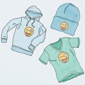 Clothing with playful emoji designs
