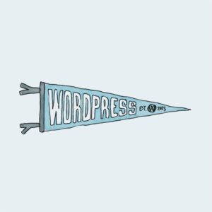Blue pennant with WordPress logo